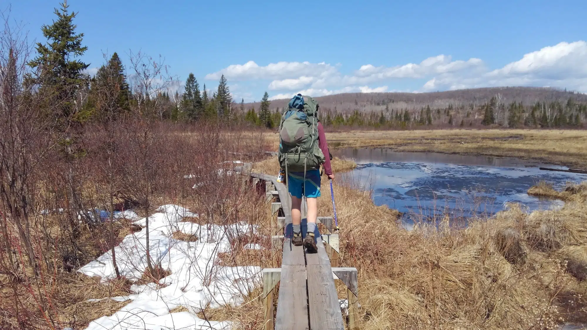 Hiking A Boardwalk On The Superior Hiking Trail