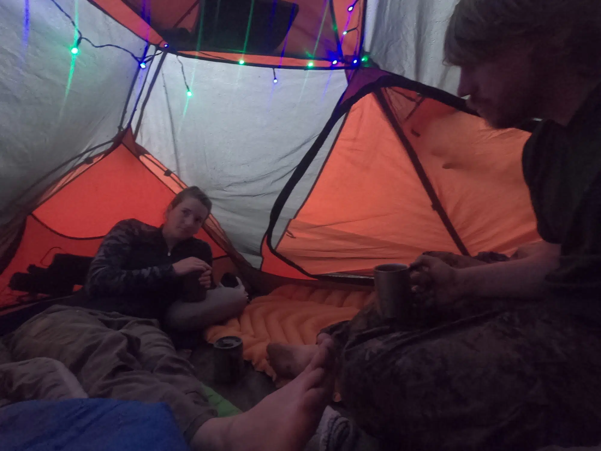 Insite The Tent During A Thunderstorm