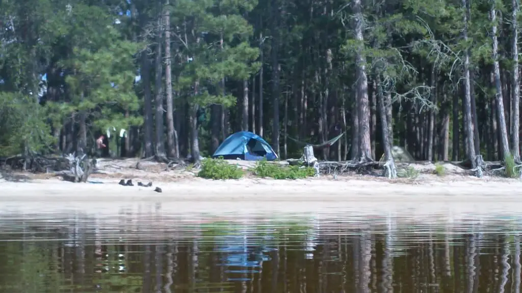 Two Person Tent On The Edge Of A Lake  - Backpacking Gear