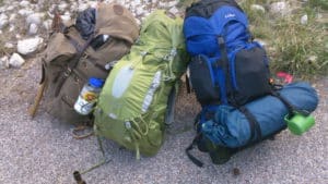 Backpacks before the trip Close Up Montana
