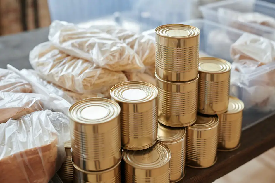 Image Of Various Canned Foods With Some Cans Showing Signs Of Swelling, Leaking, And Rust, Indicating Spoilage.