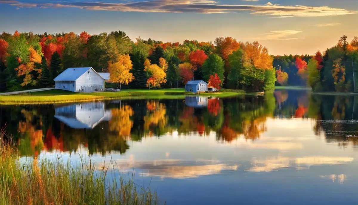 A Scenic View Of Farm Lake In Ely, Minnesota, Showing Its Tranquil Waters And Surrounding Nature.