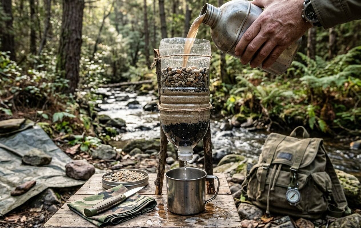 Water Filtration Setup In Forest